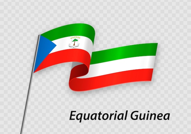 Sventolando la bandiera della Guinea Equatoriale sull'asta della bandiera Modello per il giorno dell'indipendenza