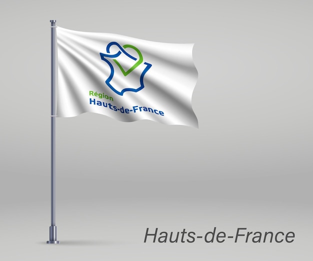 Sventolando la bandiera della regione francese di HautsdeFrance sull'asta della bandiera T