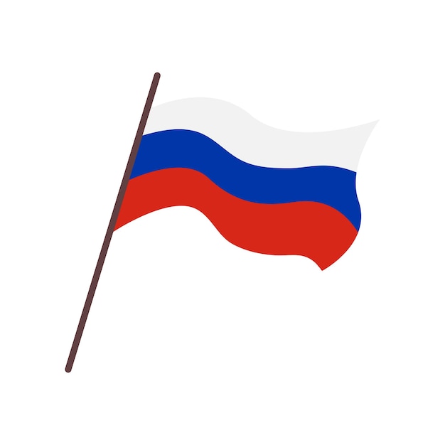 Sventolando la bandiera della Russia Federazione russa Bandiera tricolore russa isolata su sfondo bianco Illustrazione vettoriale piatta