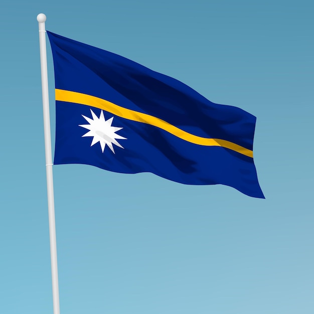 Sventolando la bandiera di Nauru sul pennone Modello per il giorno dell'indipendenza