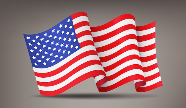 Sventolando, sventolando realistica bandiera americana, simbolo nazionale