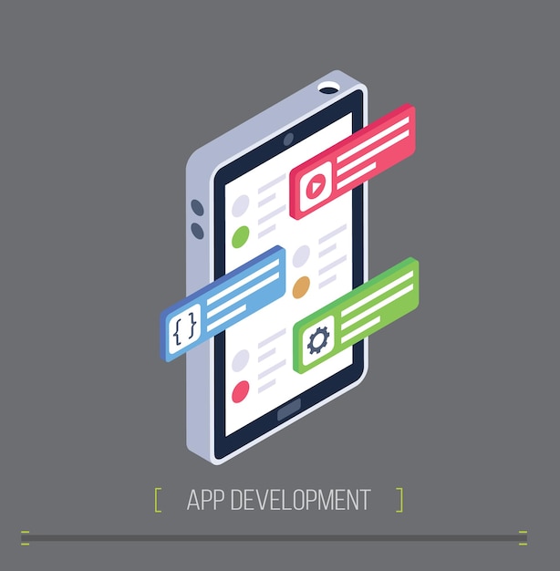 Sviluppo di app e progettazione web di interfacce utente e schermate stratificate su uno smartphone touch screen