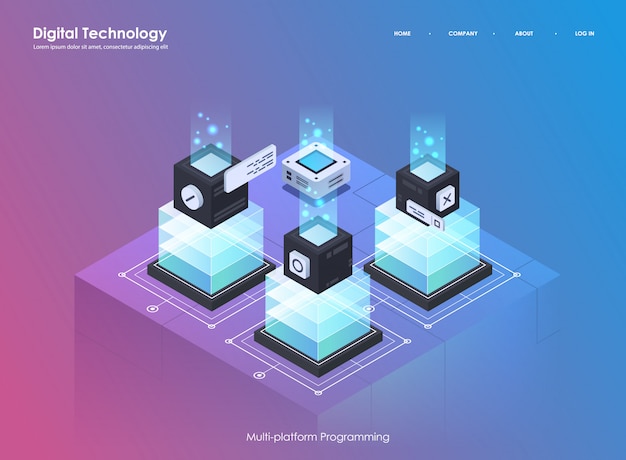 Sviluppo e programmazione del software. Programma creativo di codifica o processo di sistema. Illustrazione isometrica piatta