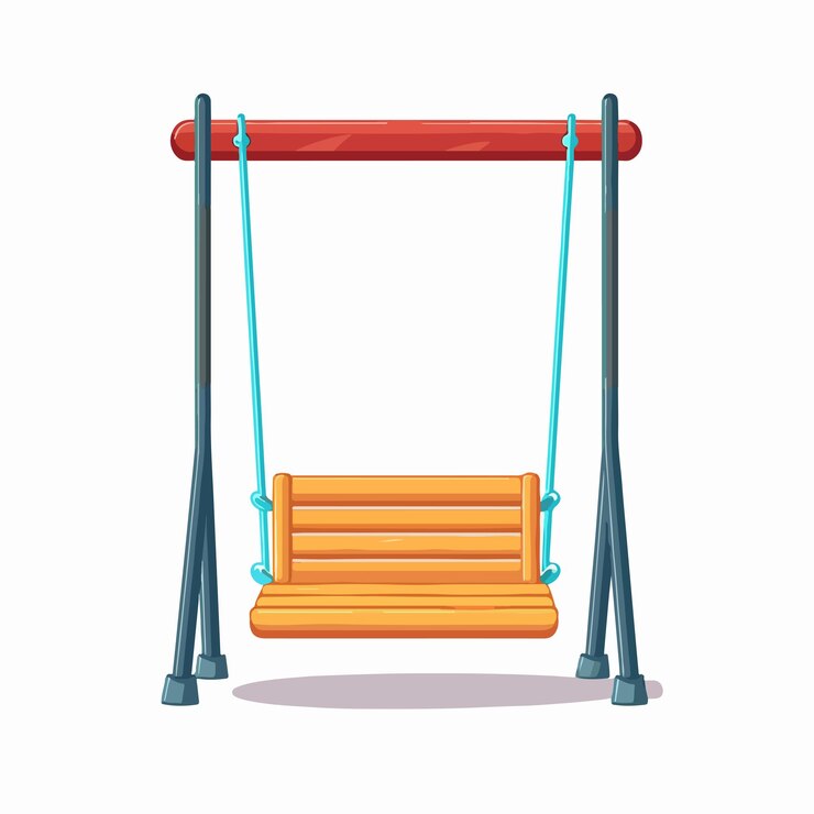 Vettore swing moderno con sedile appeso isolato su sfondo bianco