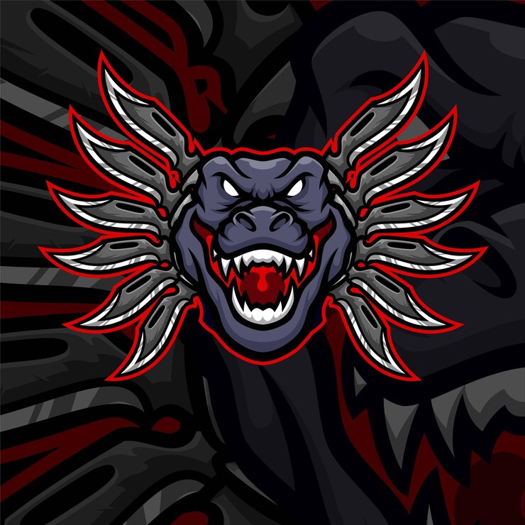 T rex masscot logo esport premium vector