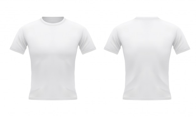 T-shirt bianca da uomo con manica corta davanti e dietro. Abbigliamento sportivo