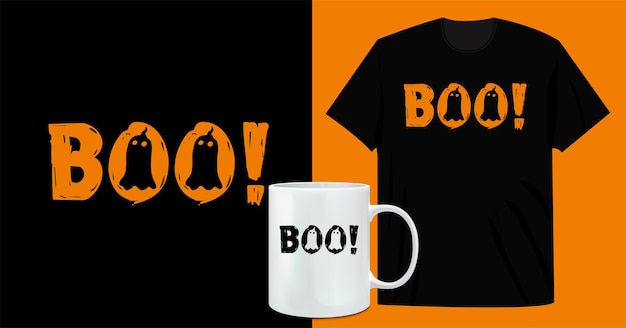 T-shirt Boo Halloween e design della tazza da caffè