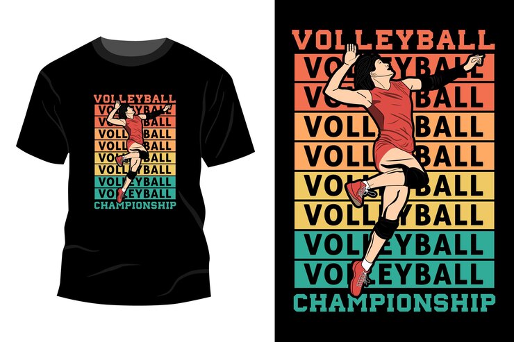 T-shirt campionato pallavolo mockup design vintage retrò