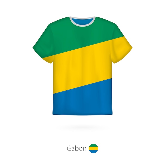 T-shirt con bandiera del Gabon. Modello vettoriale di t-shirt.
