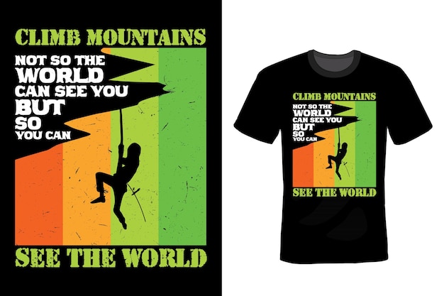 T-shirt da arrampicata design tipografia vintage