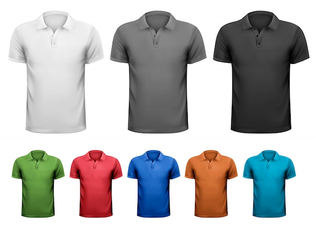 T-shirt da uomo in bianco e nero ea colori. illustrazione