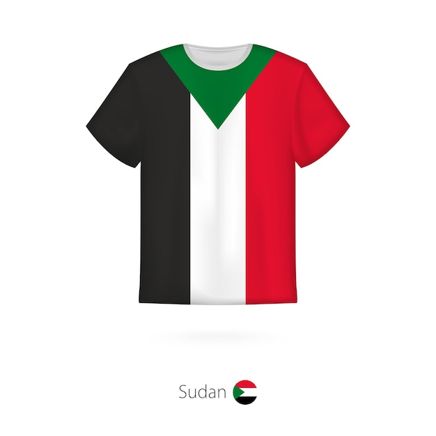 T-shirt design con bandiera del Sudan. Modello vettoriale di t-shirt.