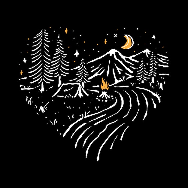 T-Shirt Design di Art Graphic Illustration dell'illustrazione di festa di notte di estate