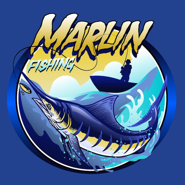 T-shirt design di marlin al mare