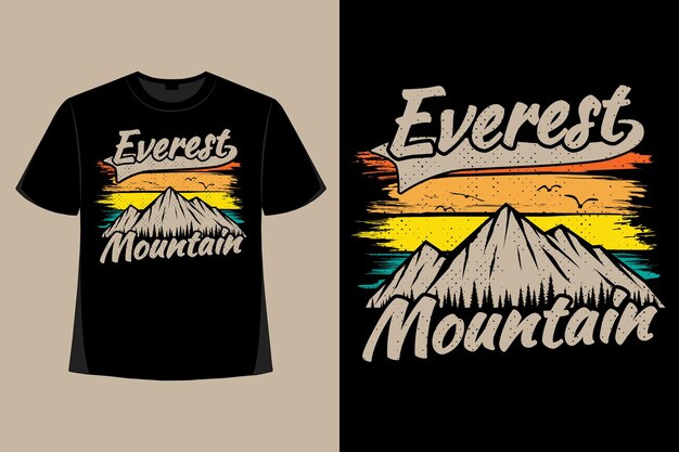 T-shirt design di montagna everest pennello albero tipografia illustrazione vintage retrò