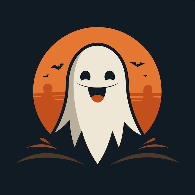 T-shirt fantasma di Halloween disegno illustrazione disegno tipografia che dice Happy Halloween b nero