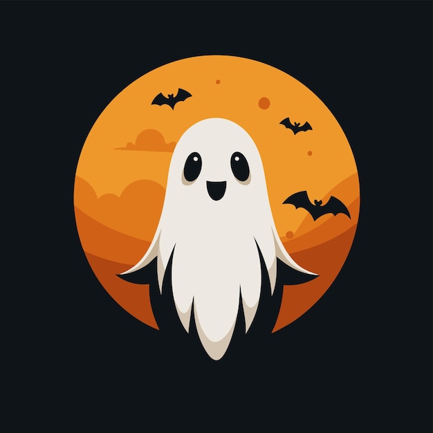 T-shirt fantasma di Halloween disegno illustrazione disegno tipografia che dice Happy Halloween b nero