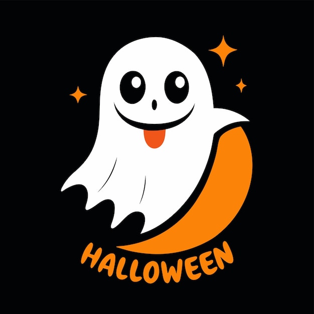 T-shirt fantasma di Halloween disegno illustrazione disegno tipografia che dice Happy Halloween b nero