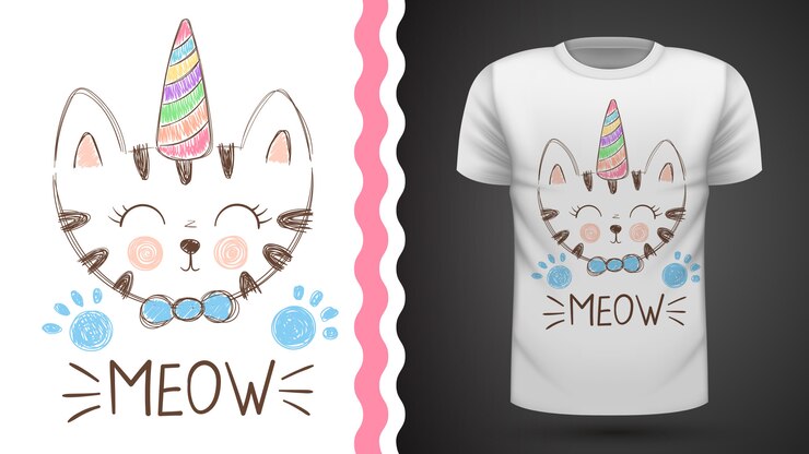 Vettore t-shirt gatto carino
