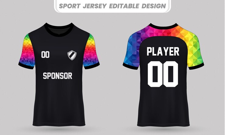 T-shirt in jersey sportivo con vista frontale e posteriore per la stampa