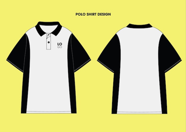 T-shirt Polo modello di design moderno bianco e nero. Illustrazione vettoriale