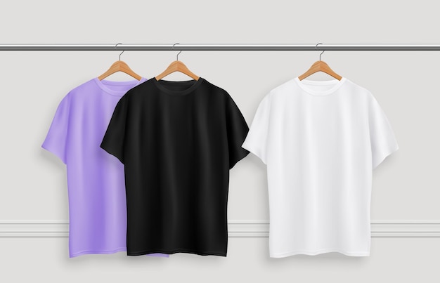 T-shirt realistiche sul rack 3D modello vettoriale