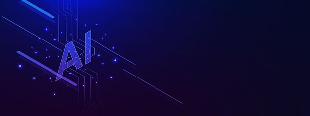 Tabella di circuito con IA isometrica Intelligenza artificiale e tecnologia di rete informatica