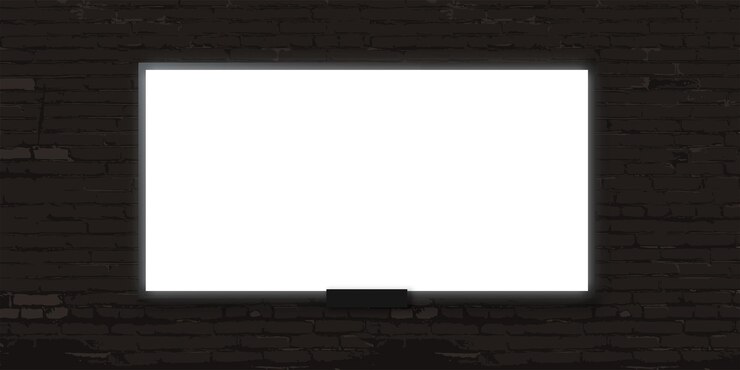 Vettore tabellone per le affissioni bianco su sfondo grigio muro di mattoni poster vuoto o banner display
