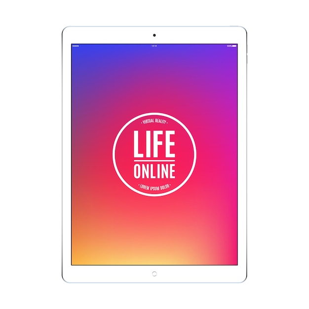 Tablet colore bianco con salvaschermo colorato