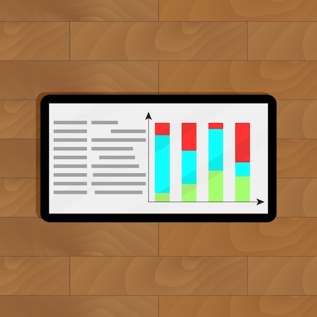 Tablet con grafica e grafico