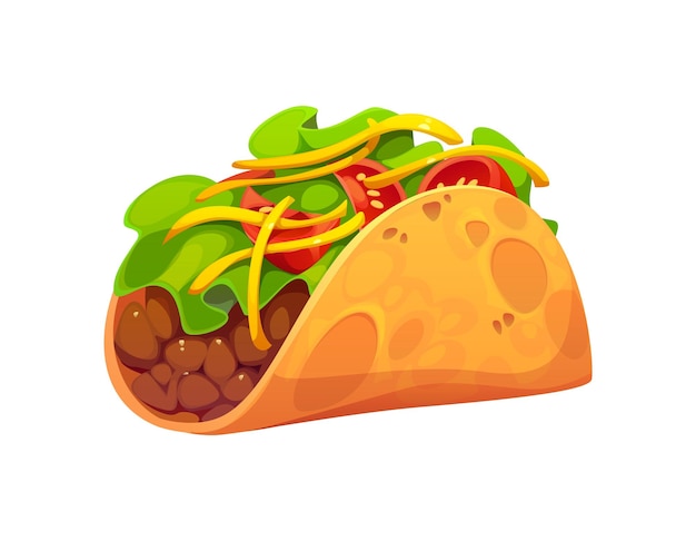 Taco messicano di cartoni animati riempito di carne