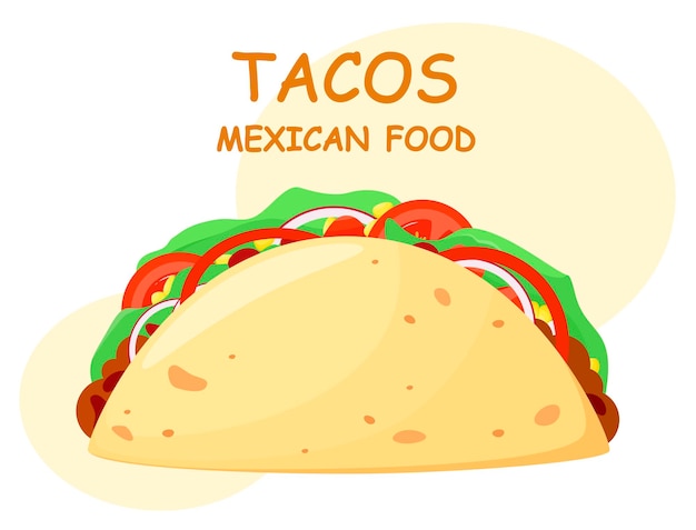 Tacos. Cibo messicano. Disegno del fumetto.