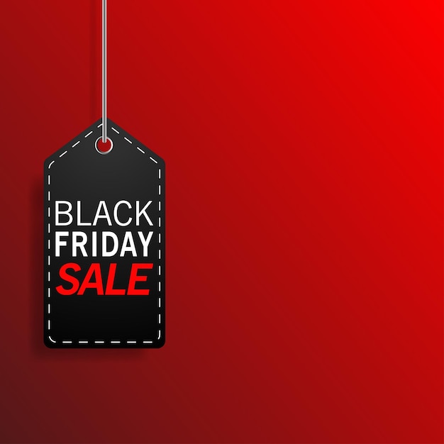 Tag appeso vendita venerdì nero su sfondo sfumato Vettore Premium