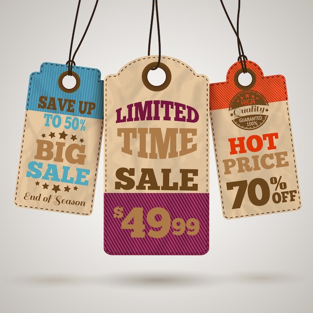 Tag di promozione di vendita di cartone