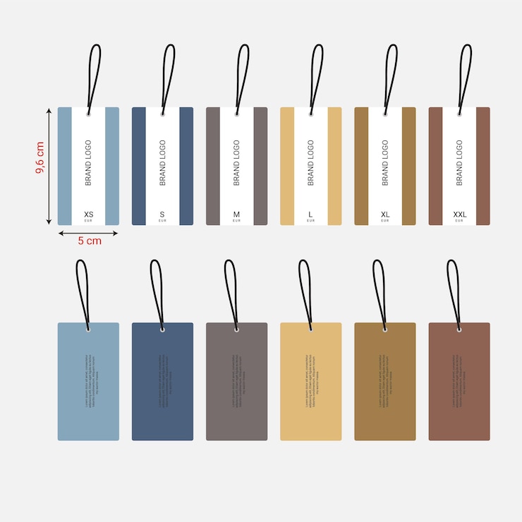 Vettore tag per l'abbigliamento vector illustration template design vista anteriore e posteriore