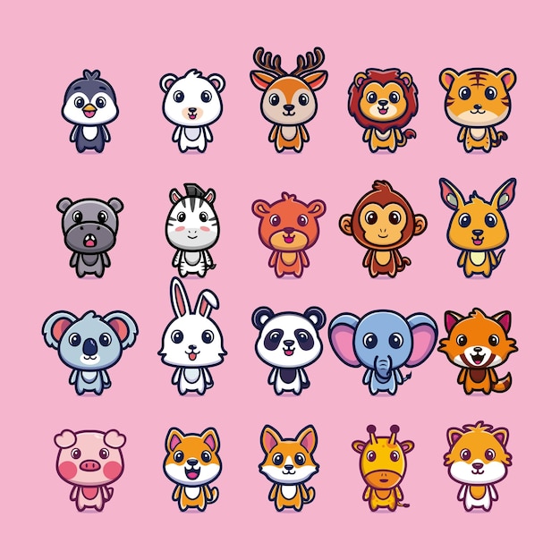 Taglia il set di cartoni animati per animali