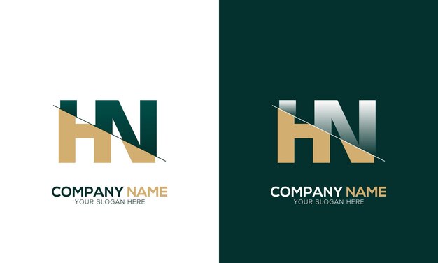 Taglio delle lettere HN e NH e logo collegato con logo a monogramma creativo