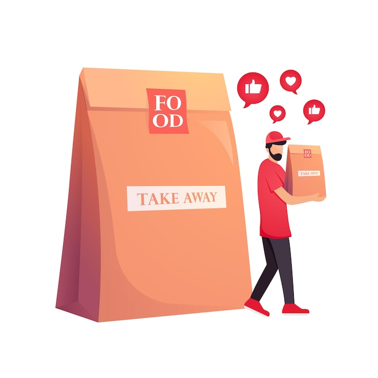 Vettore take away logo design per l'icona del logo fast food