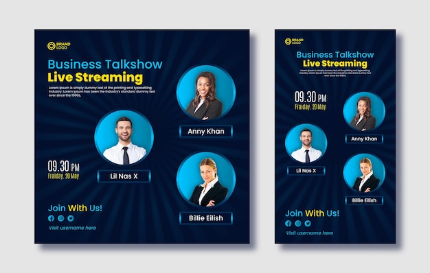 Talk show aziendali Poster in live streaming e storie sui social media Adatto per post sui social media