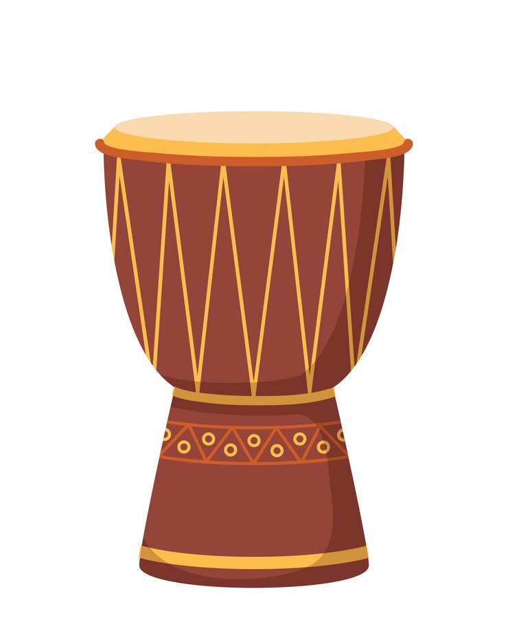 Vettore tamburo djembe africano isolato su sfondo bianco strumento musicale tradizionale etnico vettore