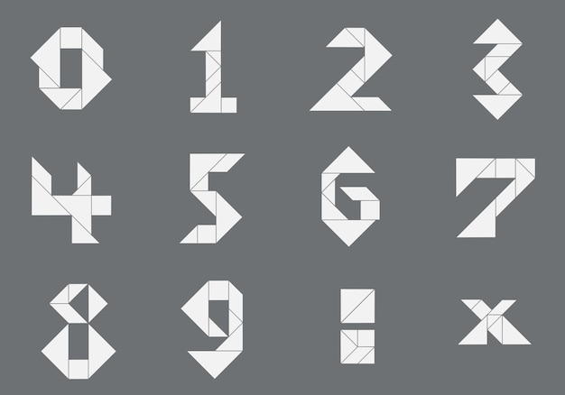 Tangram puzzle game Schemi con numeri diversi