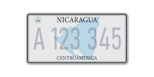 Targa dell'auto Patente di immatricolazione del veicolo di dimensioni standard americane del Nicaragua