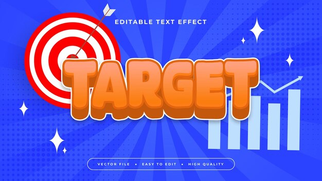 Target rosso e blu 3D con effetto di carattere di testo modificabile
