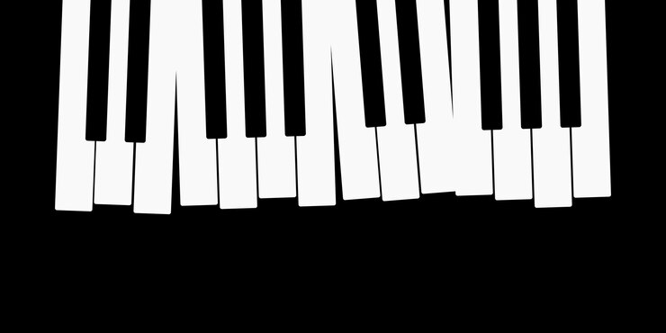 Tastiera di pianoforte su sfondo nero illustrazione