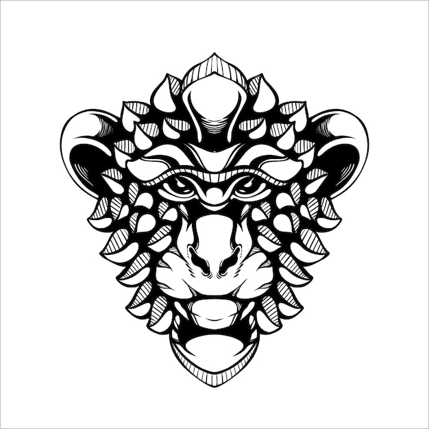 tatuaggio con motivo di scimmia decorativa tribale in bianco e nero