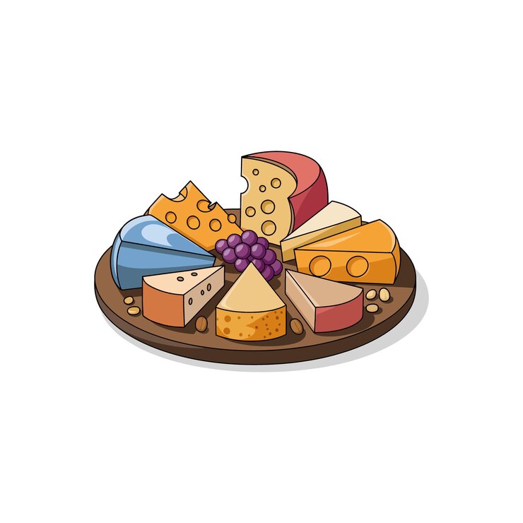 Vettore tavola di legno con illustrazione vettoriale del formaggio