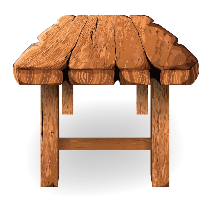 Vettore tavolo di legno su uno sfondo bianco
