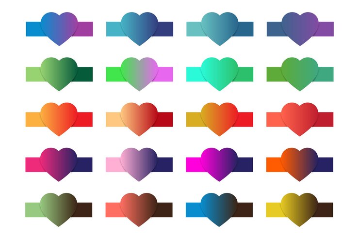 Vettore tavolozza di colori sfumati a forma di cuore d'amore