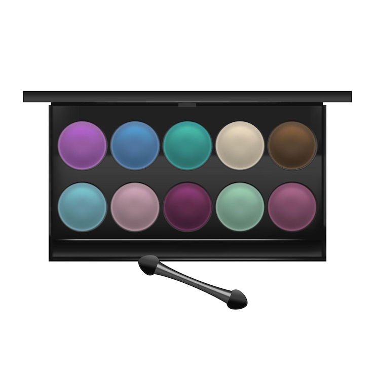 Vettore tavolozza di ombre di colore dettagliate realistiche vettore di prodotti cosmetici