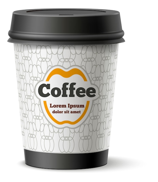 Tazza da caffè con mockup di etichetta di marca Contenitore realistico per caffè